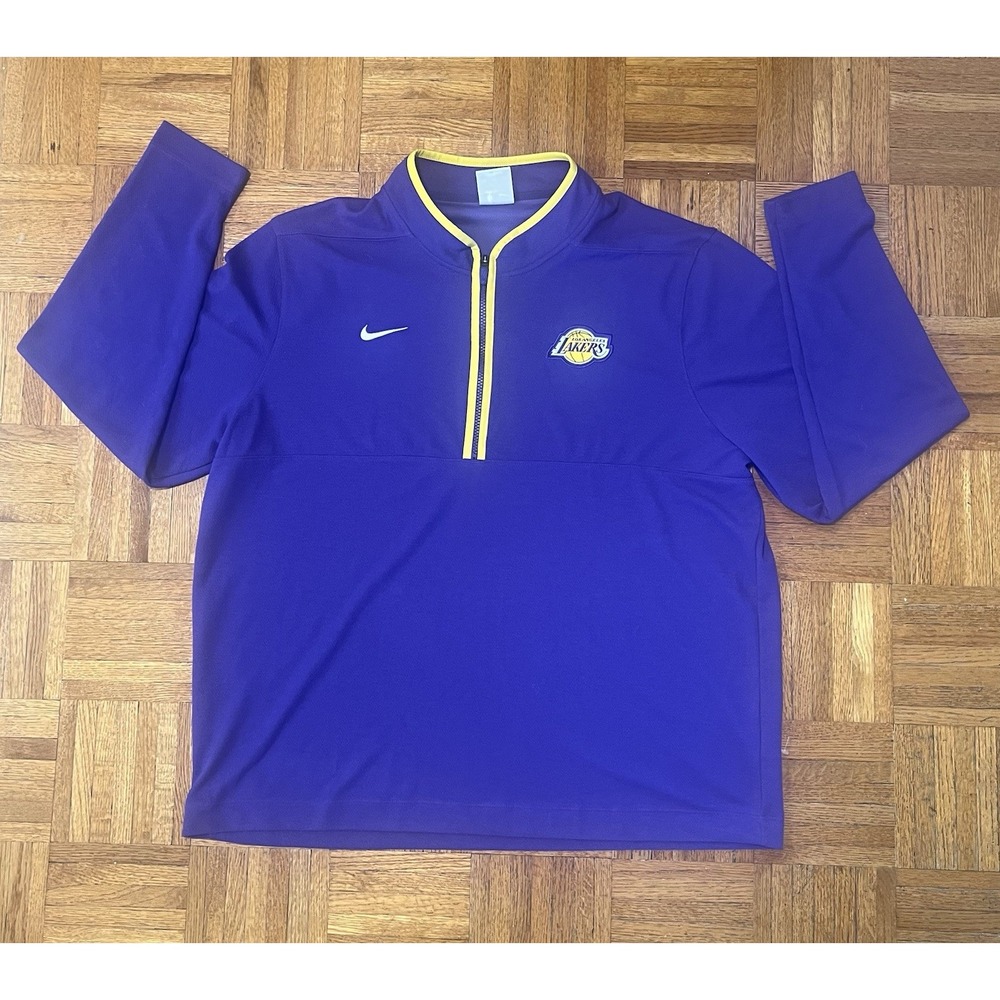 Nike Los Angeles Lakers NBA 1/4 Zip Pullover 2XL Dri-FIT Purple Yellow